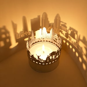 Philadelphia Skyline Shadow Play Lantern Candle Attachment, Souvenir Gift for Philly Fans, Silhouette Projection, Unique Home Decor image 3