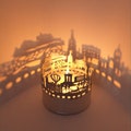 Edinburgh Skyline Shadow Play Lantern Candle Attachment - Beautiful Souvenir for Fans, Projects Silhouette of Scotland's Capital