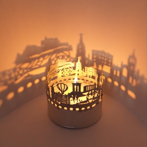 Edinburgh Skyline Shadow Play Lantern Candle Attachment - Beautiful Souvenir for Fans, Projects Silhouette of Scotland's Capital