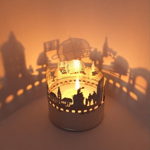Mannheim Skyline Kerzenaufsatz - Schattenprojektion, Souvenir, Geschenkidee, Miniatur, Wahrzeichen - Perfekt für jeden Mannheim-Fan!