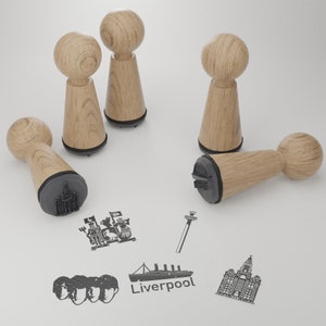 Ensemble de tampons Liverpool Souvenir emblématique de la ville avec des monuments et motifs célèbres Cadeau parfait pour les passionnés de Liverpool image 1