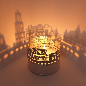 Utrecht Skyline Shadow Play: attacco per candela lanterna per ipnotizzante arredamento della stanza e souvenir della città