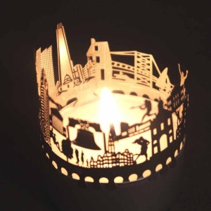 Philadelphia Skyline Shadow Play Lantern Candle Attachment, Souvenir Gift for Philly Fans, Silhouette Projection, Unique Home Decor image 5