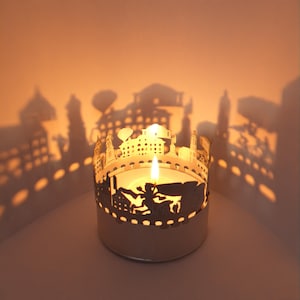 Jena Skyline Shadow Play Lantern Candle Attachment - Projection souvenir fascinante de la silhouette emblématique de la ville - Parfait pour les fans de Jena !