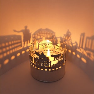 Juego de sombras del horizonte de Roma - Accesorio de vela de linterna para un recuerdo fascinante, hermosa proyección de silueta, regalo ideal de Roma