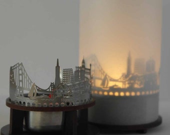 San Francisco Premium Geschenkbox - Stimmungsvolle Motivkerze mit Skyline Projektion Souvenir - Raumdekor - Geschenk