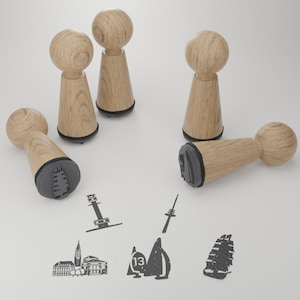 Set di timbri souvenir di Kiel - 5 bellissimi motivi della città costiera - Regalo creativo ideale per appassionati e viaggiatori di Kiel