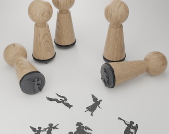 Engel Stempelset - Kreative Geschenkidee mit magischen Motiven für Engel-Fans - Hochwertige Holzstempel für eigene Kreativität