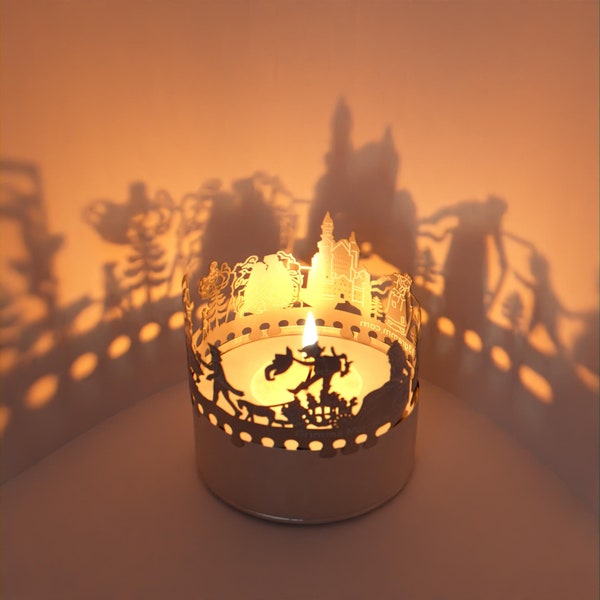 Fairy Tails Shadow Play Candle Attachment - Enchanting Silhouette Projection of Fairy Tale Motifs for Magical Room Decor - Great Gift!