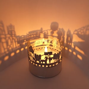 York Skyline Schattenspiel - Kerzenaufsatz für magisches Raumambiente, Souvenir für York-Fans