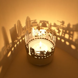 Philadelphia Skyline Shadow Play Lantern Candle Attachment, Souvenir Gift for Philly Fans, Silhouette Projection, Unique Home Decor image 2