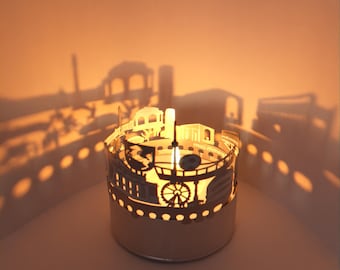 Stuttgart Skyline Shadow Play - Captivating Candle Attachment for Souvenir Lovers, Projection of Landmarks - Perfect Gift!