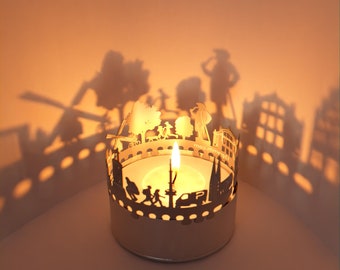 Bielefeld Skyline Shadow Play: Lantern Candle Attachment - Unique Souvenir Gift for Bielefeld Fans - Captivating Room Decor