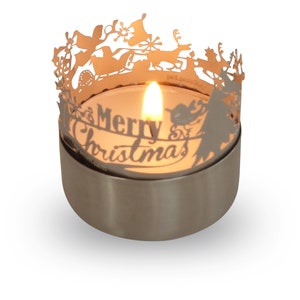 Nativity Scene candle votive shadow play gift, 3D stainless steel attachment for candles incl postcard image 7
