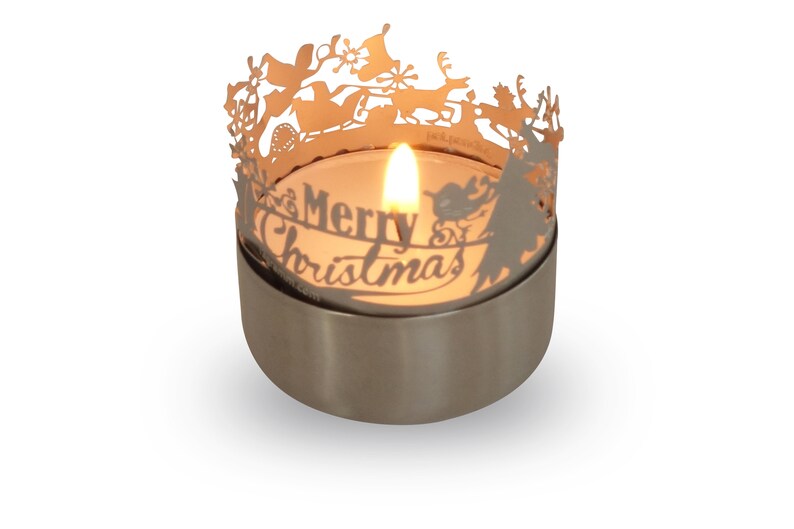 Nativity Scene candle votive shadow play gift, 3D stainless steel attachment for candles incl postcard image 7