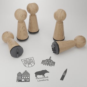 Lüneburg Stempelset - Kreatives Geschenk für Stadtliebhaber inkl. Motiven Sehenswürdigkeiten - Perfekt für Postkarten - Scrapbooking