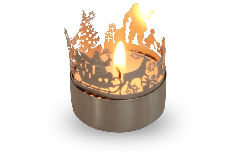 3D stainless steel attachment for candles incl postcard Santa Claus candle votive shadow play gift