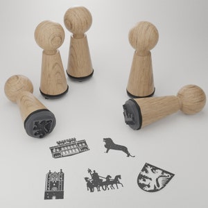 Set di timbri Brunswick - 5 bellissimi timbri in legno per souvenir, viaggiatori e progetti creativi - Punti di riferimento e motivi iconici!