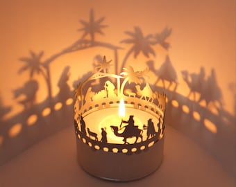 Krippe Orient Schattenspiel – Magisches Windlicht mit Silhouettenprojektion, Weihnachtsgeschichte, Geschenkidee