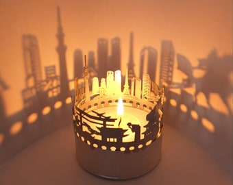 Tokyo Skyline Shadow Play - Captivating Lantern Candle Attachment | Perfect Souvenir for Tokyo Fans