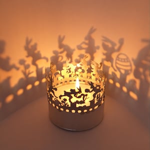 Vela de jogo de sombra de Páscoa - A projeção de silhueta cria uma bela decoração de quarto - Presente perfeito para celebrações de Páscoa e reuniões familiares
