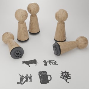 Set di francobolli della Baviera - Bellissimi motivi e viste della Baviera. Timbri in legno per artigianato, lettere e scrapbooking - Set regalo souvenir ideale!