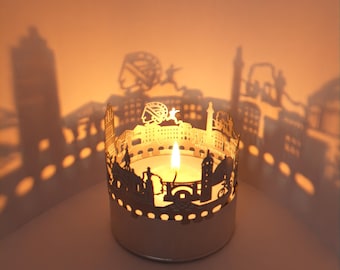 Darmstadt Skyline Shadow Play - Lantern Candle Attachment | Souvenir Gift for Fans - Centralstation, Mathildenhöhe, Old Theater/Library