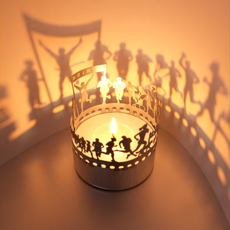 Marathon Shadow Play Candle Attachment: Inspiring Silhouette Motifs Perfect Gift for Runners and Fitness Enthusiasts image 3