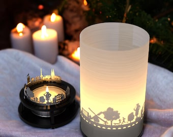 Coffret cadeau premium Bielefeld : superbe bougie silhouette avec projection Skyline - Souvenir idéal pour les fans de Bielefeld - Shadow Play Magic !