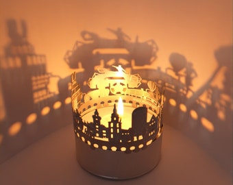 Dortmund Skyline Shadow Play - Mesmerizing Candle Attachment, Perfect Souvenir for Any Dortmund Fan, Unique Room Decor