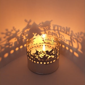 Merry Christmas Shadow Play - Attacco di candela festivo per una bella proiezione di silhouette - Regalo perfetto per le vacanze!