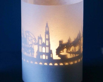 Antwerp Skyline Gift Tube Shadow Play – Beautiful Souvenir Candle with Silhouette Projection – Perfect for Antwerp Fans!