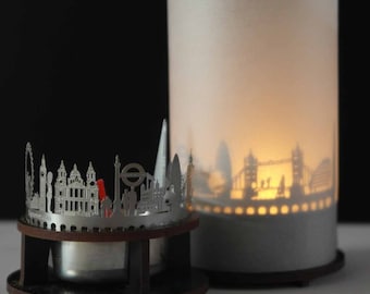 London skyline candle votive premium gift box, 3D attachment for candle inc projection screen, candle, holder