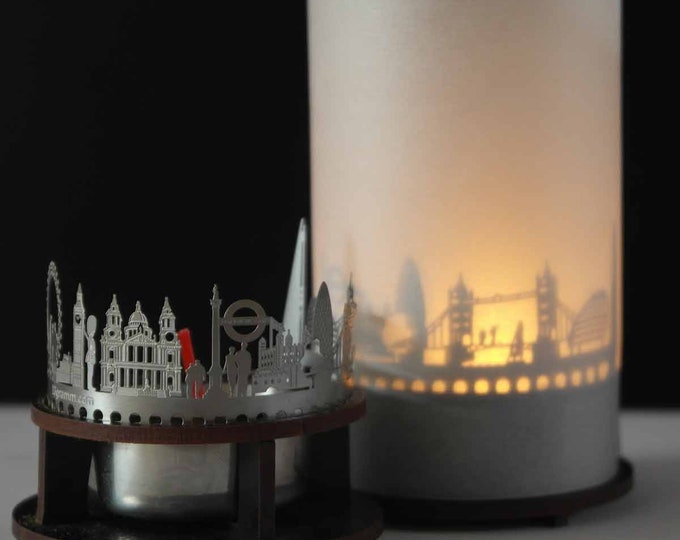 London skyline candle votive premium gift box, 3D attachment for candle inc projection screen, candle, holder