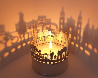 Nancy Skyline Shadow Play : accessoire de bougie silhouette envoûtante – Souvenir parfait pour les fans de Nancy – Amoureux de l'architecture de la ville.