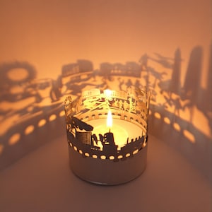Miami Skyline Schattenspiel: Kerzenaufsatz-Genieße ein zauberhaftes Lichtspiel der Miami Silhouette - Perfektes Souvenir für Miami Fans