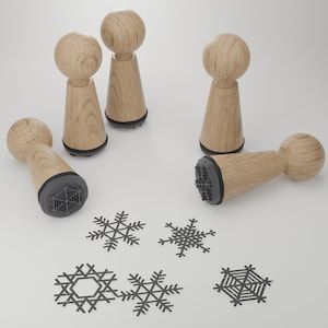 Set di timbri con fiocchi di neve - Bellissimi disegni invernali per artigianato, album di ritagli e regali - Idea regalo creativa ideale!