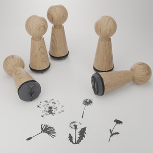 Set di timbri di tarassaco - Motivi belli e magici per lavoretti creativi - Regalo perfetto per gli amanti della natura - Legno di faggio di alta qualità