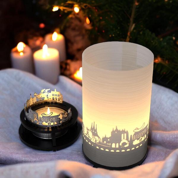 Erfurt Premium Gift Box: Beautiful Motif Candle with Skyline Projection - Ideal Souvenir for Erfurt Fans - Shadow Play Delight