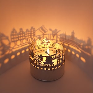 Amsterdam Skyline Shadow Play Lantern: Beautiful Souvenir for Fans, Projects Iconic Silhouette, Ideal Gift for Amsterdam Lovers! image 1