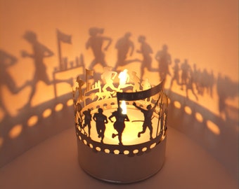 Marathon Shadow Play Candle Attachment: Inspiring Silhouette Motifs | Perfect Gift for Runners and Fitness Enthusiasts