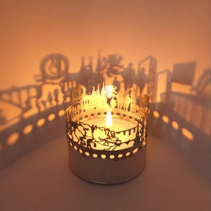 Luxemburgo Skyline Shadow Play Lanterna Acessório de vela - Presente de lembrança exclusivo para fãs de Luxemburgo - Projeção de silhueta, decoração de casa