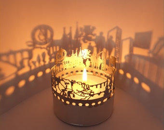 Luxembourg Skyline Shadow Play Lantern Candle Attachment - Unique Souvenir Gift for Luxembourg Fans - Silhouette Projection, Home Decor