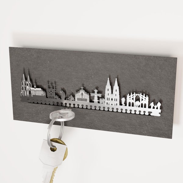 Kölner Dom Skyline Schlüsselbrett - Stilvoll, praktisch und edel für alle Kölner Dom Fans - Perfektes Geschenk und Souvenir!