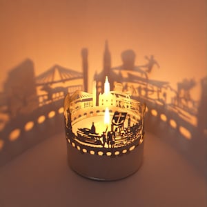 Ludwigshafen Skyline Shadow Play - Attacco per candela lanterna / Bellissimo souvenir per i fan di Ludwigshafen - Crea uno splendido gioco di ombre nella stanza
