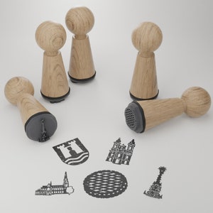Jeu de tampons souvenir de Linz - Beaux motifs et sites touristiques de Linz - Cadeau parfait pour les passionnés et les créatifs de Linz - Tampons en bois de grande qualité