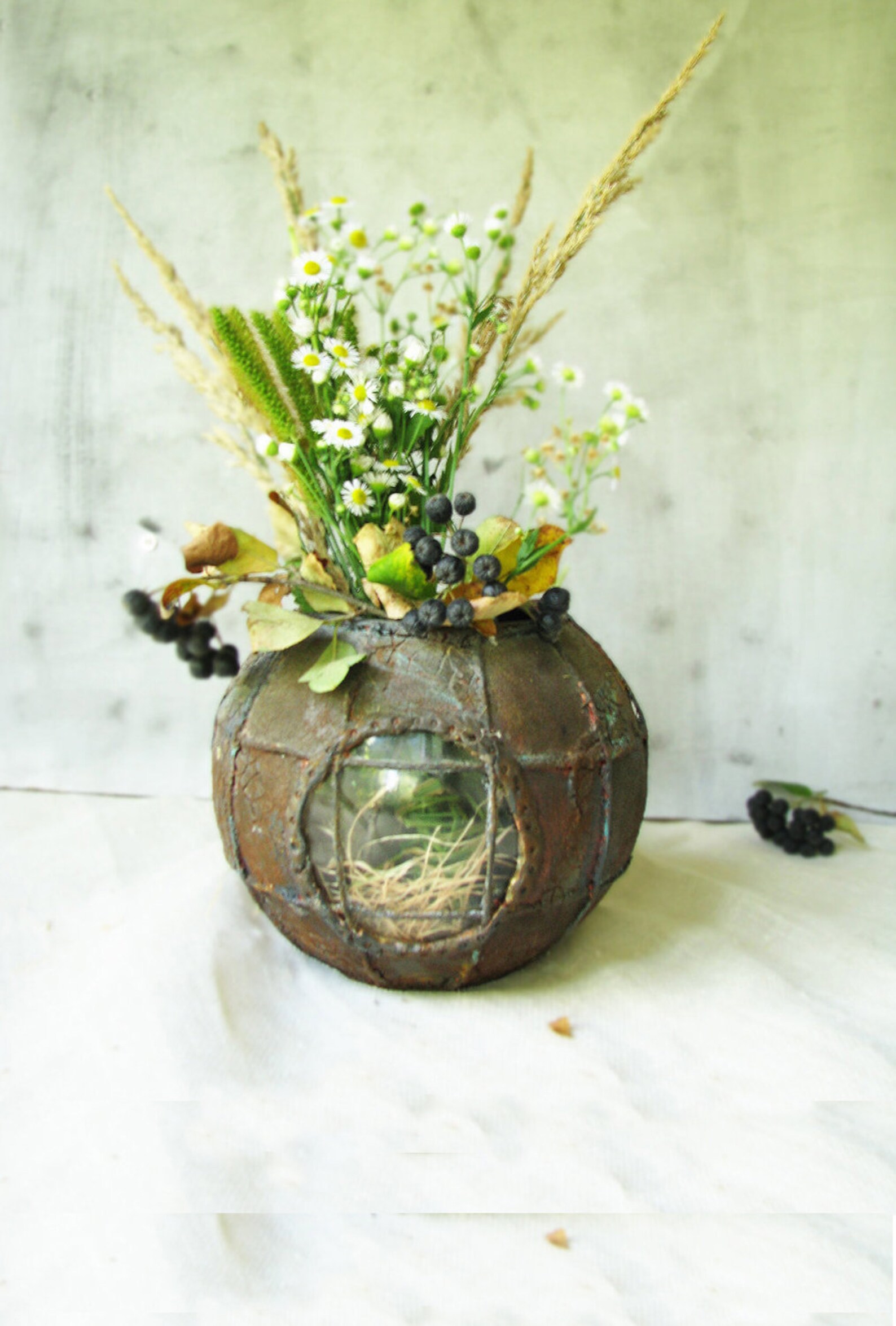 Unique industrial steampunk urban Vase and vessel recycled Etsy