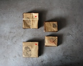 Rustic craft supplies  Craft mini envelopes set of 30, hand stamped with Alice in Wonderland pictures, vintage look, ink postal stamps