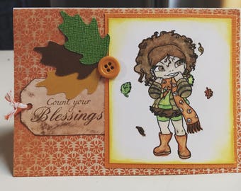 Simply Betty Fall Leaves Thanksgiving Card Stamped Cricut