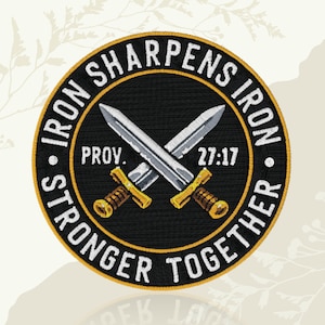 Iron Sharpens Iron Patch Proverbs 27 17 Christian Faith Bible Verse Inspirational Embroidered Patch Iron On Keychains Hook & Loop For Jacket